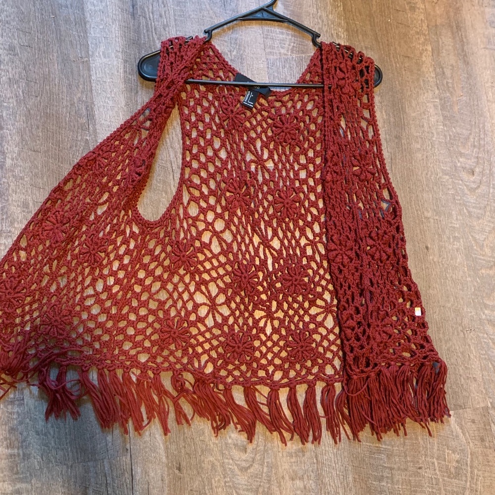 Maroon crochet vest